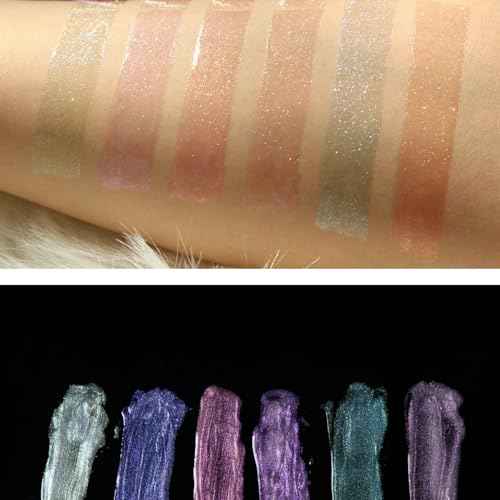 MAEPEOR Glitter Liquid Lipsticks Set 6 Colors Diamond Shimmer Metallic Lipstick Waterproof Long Lasting Makeup Kit Face Eye Glow Shimmer Shinning Lip Gloss Set (Set 01)