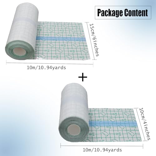 10 Yard Tattoo Aftercare Bandage - SOTICA 2 Rolls Second Skin Tattoo Cover (4 inch, 6 inch Wide) Tattoo Bandages Waterproof Tattoo Wraps for Healing Tattoo Cover for Swimming Tattoo Film for Shower