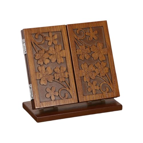 1pc Wood Dressing Table Mirror Wooden Three Mirrors Indoor Desktop Make up Vanity Carved Vanity Makeup Standing Desk Makeup