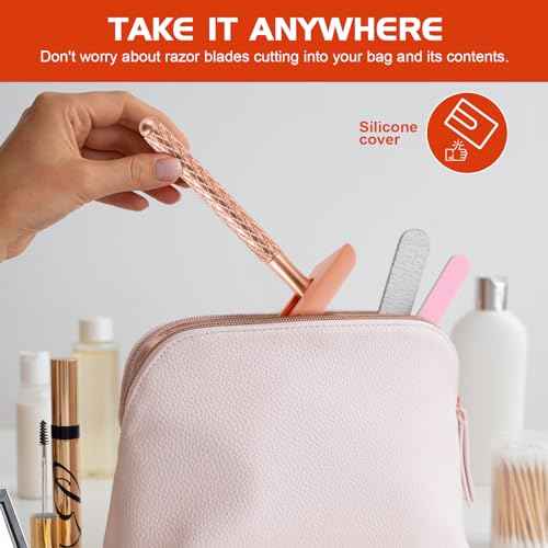 Double Edge Safety Razor for Women Rose Gold with Stand and Silicone Cover - Durable Metal Eco-Friendly Single Blade Safety Razor with 10 Blades- Closed Smooth Shave