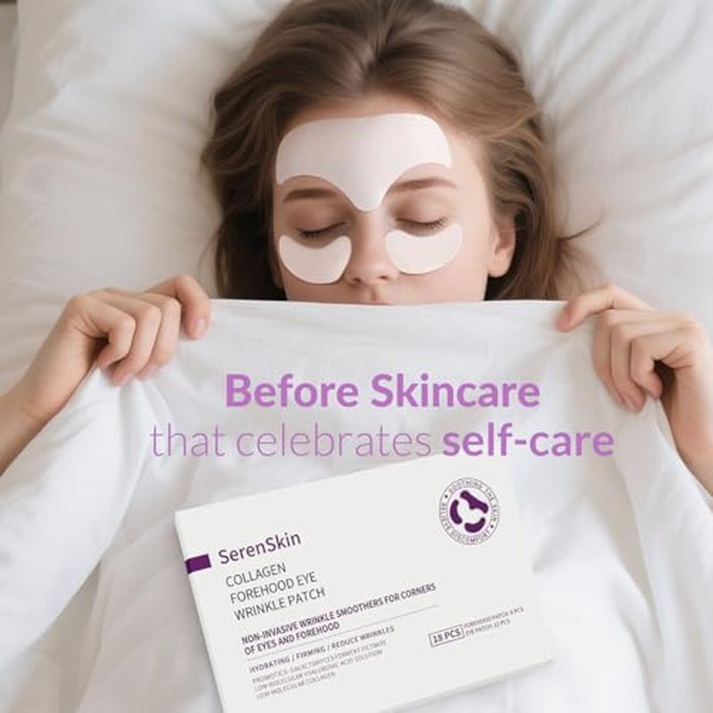 Forehead Wrinkle Patches & Under Eye Patches with Collagen, Anti Wrinkle Patches for Reduce forehead Lines, Facial Wrinkles Treatment Remover Women Eye Patches for Puffy Eyes and Dark Circles, 18 pcs