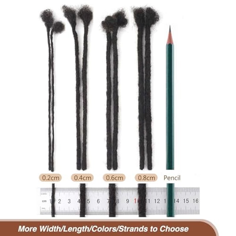 Micro Loc Extensions Human Hair Dreads Extensions for Men Women Mini Dreadlock Extensions Human Hair Locs Extension Natural Black Handmade Permanent Locs Hair Extension (0.2cm 1B 14 Inch 30 Strands)