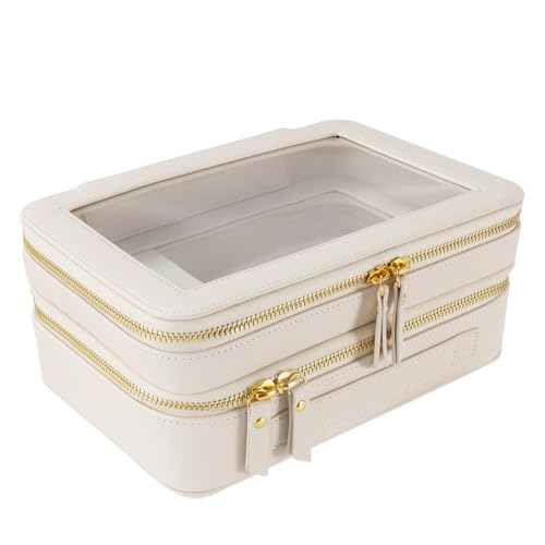 SANHECUN Clear Travel Toiletry bag Toiletry Case Carry on Travel Accessories Bag Makeup Bag(White, SHC-TL-2)