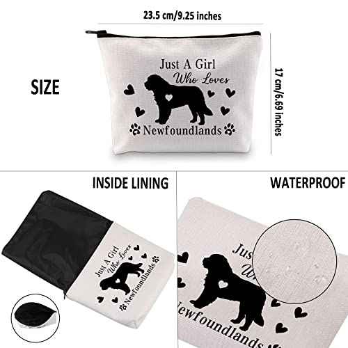 G2TUP Newfoundland Lover Gift Who Loves Newfoundlands Makeup Bag Newfoundland Dog Owner Gift Travel Bag (Loves Newfoundlands White Bag)