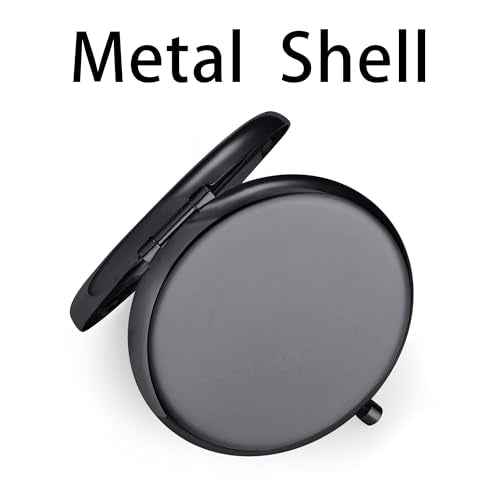 Compact Mirror, Pocket Travel Makeup Mirror for Purse, Metal Round Shell, 2-Sided 1X/2X Magnifying, Portable, Folding, Handheld, Black, 6 Pack