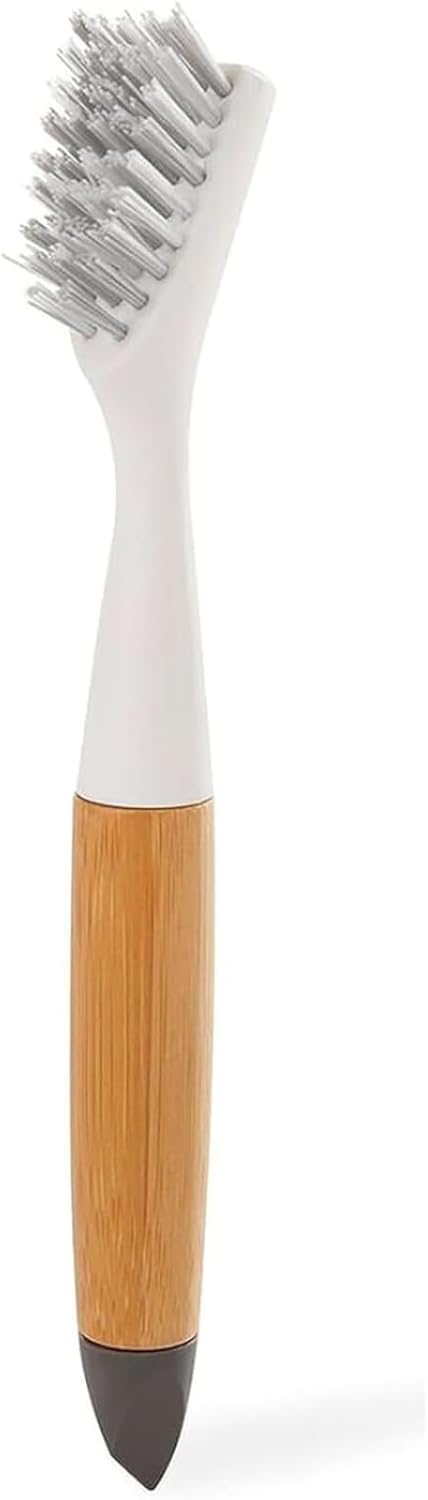 Full Circle Micro Manager - Deep Cleaning Brush for Crevices & Grout | Tough Bristles, Sustainable Bamboo Handle, White