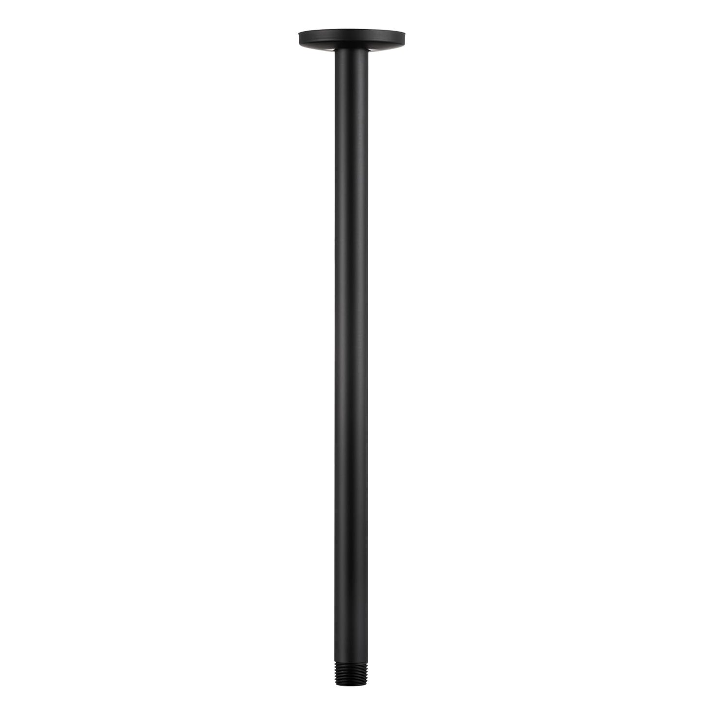 OFFO Shower Arm with Flange, 16 in Ceiling Mount Replacement Rain Shower Head Straight Arm Ceiling-Mounted For Fixed Shower Head & High Pressure Rain, Matte Black