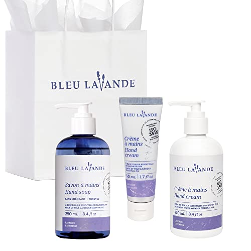 Bleu Lavande - Soothing Hand Care Aromatherapy Set ? Lavender Hand Soap & Lavender Hand Creams ? Infused with Premium and 100% Pure Lavender Essential Oil - Natural & Vegan Lavender Products