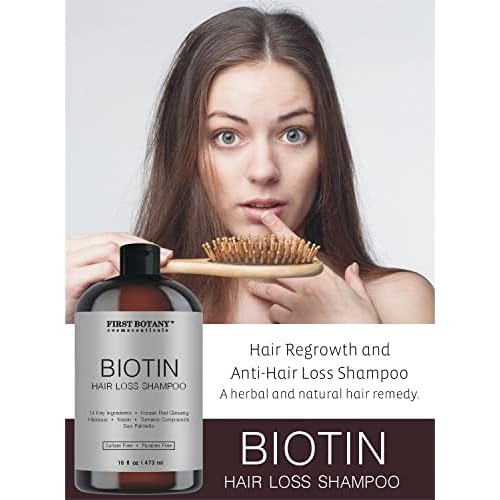 First Botany Cosmeceuticals, Hair Regrowth and Anti Hair Loss Shampoo 16 fl oz, with DHT blockers- Daily Hydrating, Detoxifying, Volumizing Shampoo For Men and Women