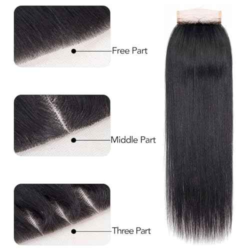4x4 Lace Closure Hd Transparent Straight Frontal Closure 12A Virgin Remy Human Hair Pre Plucked 16 Inch Natural Black Color
