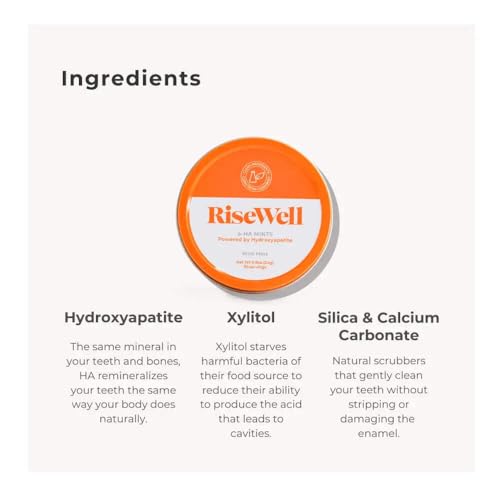 RiseWell a-HA Mint - Xylitol Mints for Dry Mouth - Hydroxyapatite Sugar Free Breath Mints - Promotes Remineralization, On-The-Go Oral Fresh Breath Mint, 30 Count