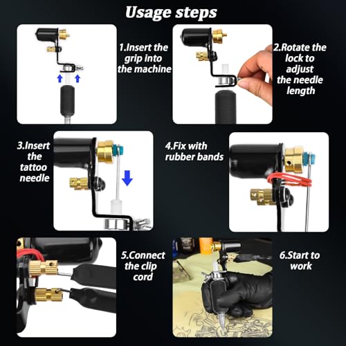 ATOMUS Tattoo Machine Shader & Liner Assorted Tattoo Motor Gun Kits Supply For Artists (Black)