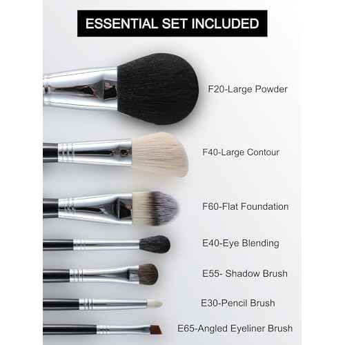 ENERGY Makeup Brush Set 7PCS Premium Synthetic Foundation Powder Bronzer Blush Contour Highlighter Eye Shadows Concealer Eyebrow Blending Makeup Brushes with Travel Case