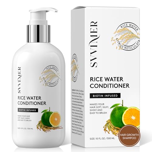 Svvimer Rice Water Hair Growth Conditioner - Thickening Conditioner with Biotin for Hair Loss and Thinning Hair - Sulfate Free for Women and Men 10 Fl Oz (Pack of 1)