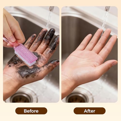 Nail Brush for Cleaning Fingernails, Larbois 4 Pack Deep Cleaning Fingernail Brush for Cleaning Nail Scrubber Brush Heavy Duty Foot Brush Handle Grip Nail Brushes for Toes and Fingernails