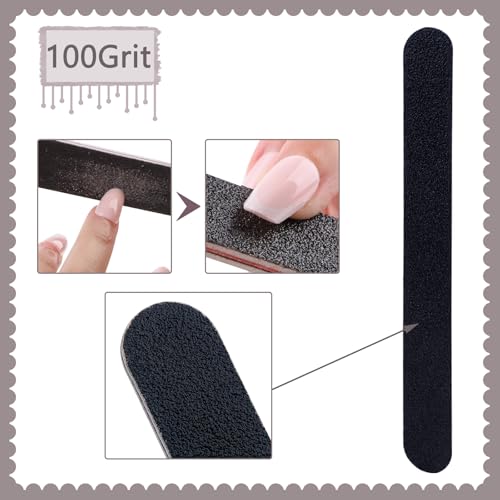 Nail File and Buffer Block, Professional Manicure Tools Kits, 100/180 Grit, Black Nail Pedicure File and Sanding Buffing Grinding Plisher File