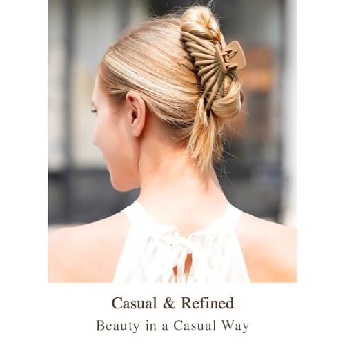 4 Pack Hair Claw Clips for Women, 4.7¡®¡¯ Large Hair Clips for Thick Thin Hair, Non-slip Matte Big Hair Claws for Girls (Black, White, Brown, Khaki)