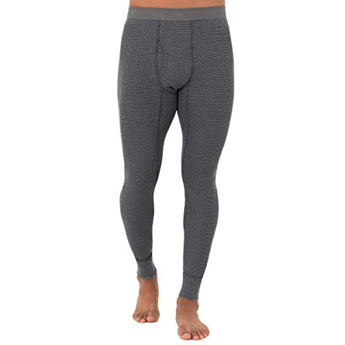 Fruit of the Loom mens Recycled Premium Waffle Thermal Underwear Long Johns (1, 2, 3, and 4 Packs) Pajama Bottom, Greystone Heather/Greystone Heather/Black, XX-Large US