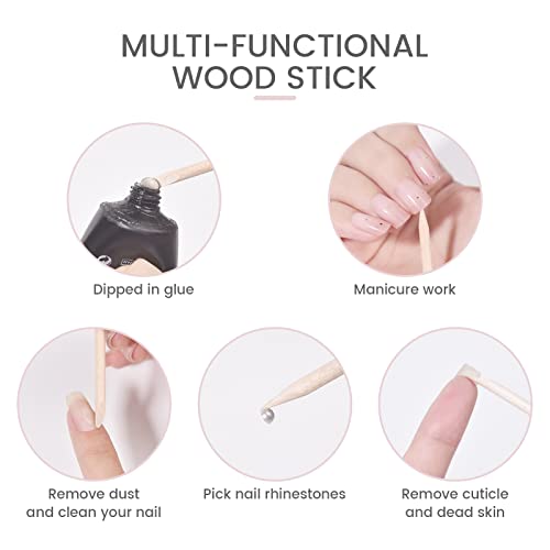 5PCS Orange Sticks for Nails Wooden Cuticle Pusher Sticks Manicure Pedicure Nail Care Rhinestone Picker Tool Non-Toxic,Skin-Safe Wooden Nail Stick