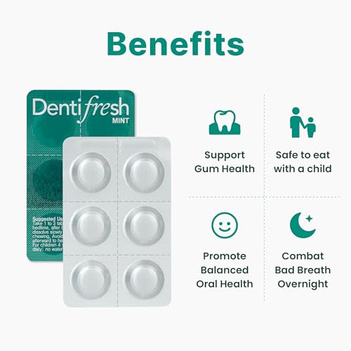 K-Nutra Dentifresh Mint Xylitol Tabs ? Oral Probiotics for Bad Breath, Dry Mouth & Fresh Breath, 7 Billion CFU, Sugar-Free, GMO-Free, Gluten-Free, Natural Mint Flavor, 30 Tablets (Improved Formula)