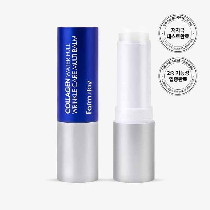 Farmstay Collagen Water Full Wrinkle Care Multi Balm - Hydrating Moisturizer for Face, Eyes & Lips, All-in-one Multi Balm Stick, Wrinkle Care, Firming, Korean Skin Care, K-Beauty 0.38 fl. oz