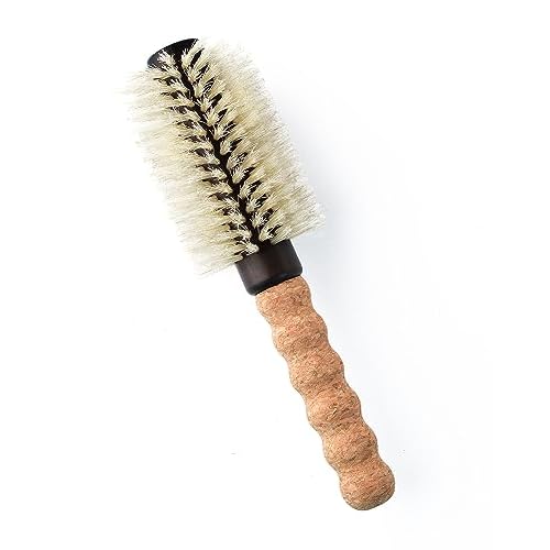 Nylon Boar Bristle Hair Brush - Round Blowout Brush, Medium 2.3" Barrel, Anti Static, Cork Comfort Grip Handle