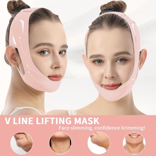Face Lift Tape - V Line Lifting Mask Chin Strap for Sleeping, Adjustable Face Lifting Strap, 3D Contoured Design Facial Lifting Belt, Double Chin Reducer for Facial Shaping and Jawline Shaper