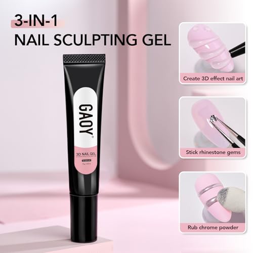 GAOY 3D Nail Gel, 15g Clear Sculpting Gel for Carving, Molding and Painting Nail Art Designs, Rhinestone Glue for Gems Decoration