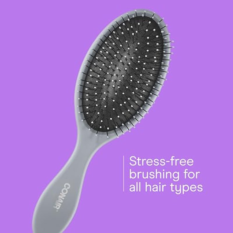 Conair Detangling Hair Brush Set 3 Pack, For Wet, Dry and All Hair Types, Detangling Brushes for Women in Blue, Pink, and Gray