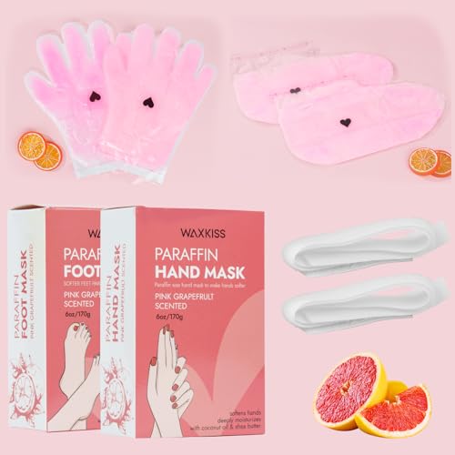 Paraffin Hand Mask & Paraffin Foot Mask, 1Pair Each, Moisturizing Gloves Soften Your Hands and feet in 10-Minute Hydration Softening (Red)