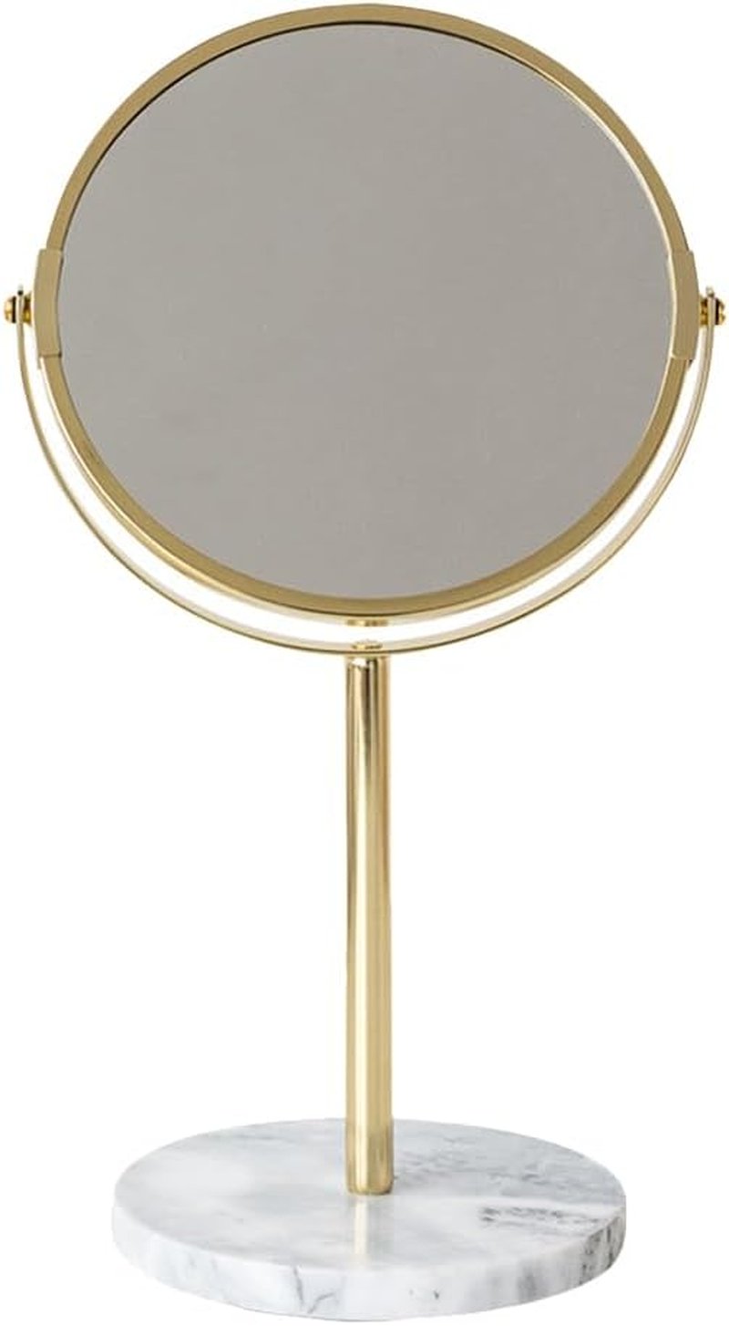Desktop Makeup Mirror - 13.77 Inch Rotatable Cosmetic Mirror with Marble Base | High Reflectivity for Vanity & Dorm