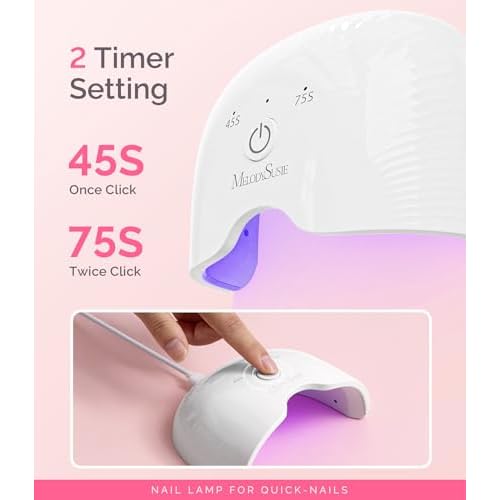 MelodySusie UV Nail Lamp, ART06F UV Light for Gel Nails, Nail Dryer with 2 Timer, Fast Curing Gel Nail Polish Nail Art Tools for Desk and Handheld use, Starter-Friendly Mini Manicure Accessories-White