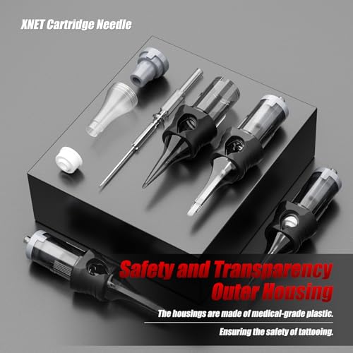 Xnet Aurora Cartridge Tattoo Needles - 20Pcs #10 (15RL) Bugpin Round Liner Disposable Silicone Needles with Membrane Safety Supplies for Rotary Tattoo Machine Pen Gun(1015RL)