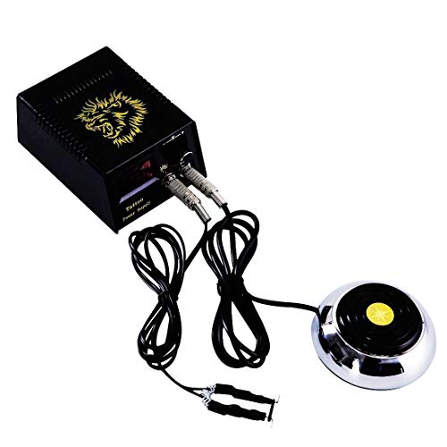 Foot Pedal and Clip Cord,New Star Tattoo 360 GEM Pro Stainless Steel Foot Pedal Switch Control and Tatto Clip Cord for Tattoo Machine Power Supply Tattooing Supplies Kits