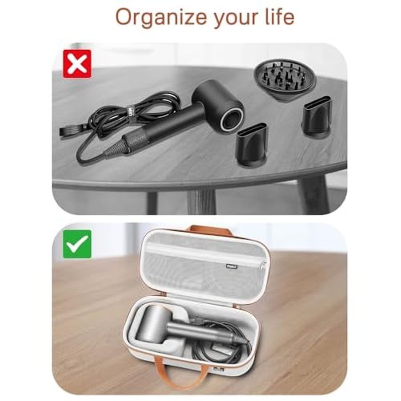 RAIACE Hard Storage Case Compatible with dyson Hair Dryer, Travel Carrying Bag. (for sale is case only). - Gray(Gray Lining)