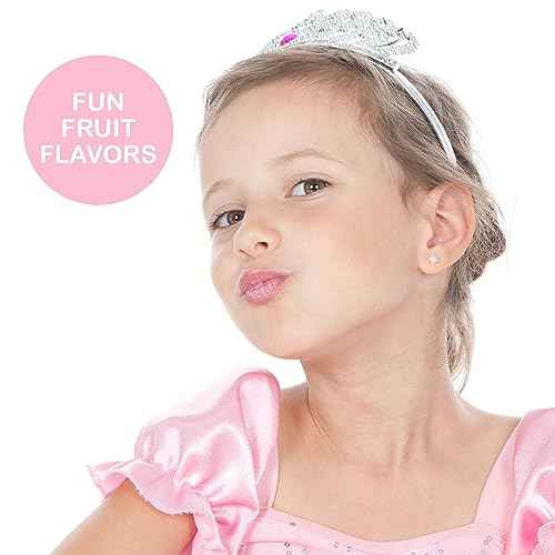 EXPRESSIONS 16pc Roller-Ball Glitter Lip Gloss Set, 8 Assorted Fruit Flavored Roll On Rollerball Lip Gloss for Kids, Safe, Non Toxic Kids Makeup Set