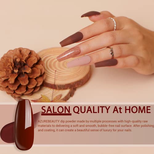 AZUREBEAUTY 42Pcs Dip Powder Nail Kit Starter, 32 Colors Green Nude Brown Blue Christmas Dipping Powder Set with Top/Base Coat & Recycling Tray for French Art Manicure Salon