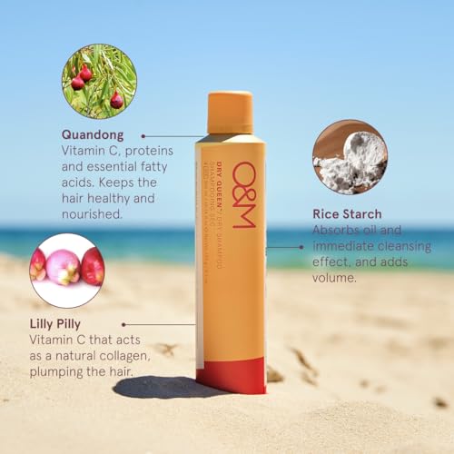 O&M Dry Queen Dry Shampoo, Vitamin C, Sulfate/Paraben/Silicone Free, Vegan, Cruelty-Free Beauty & Hair Care, Dry Shampoo for Women, Boost Volume & Waves, No Water, Safe for All Hair Colors, 300ml