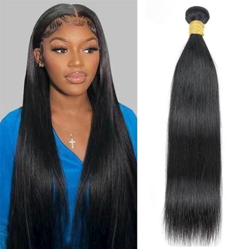 One Bundle Straight Human Hair 100g/Pack 20 Inch 12A Unprocessed Black Double Weft Quick Wave Extensions for Women