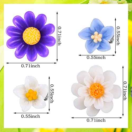 BBTO 24 Pcs Mini Flower Hair Clip for Girls Women Lily Daisy Flower Small Hair Pin Wedding Bridesmaid Bridal Clips Elegant Hair Accessory for Party Daily(White Yellow, Dark Purple, White, Light Blue)