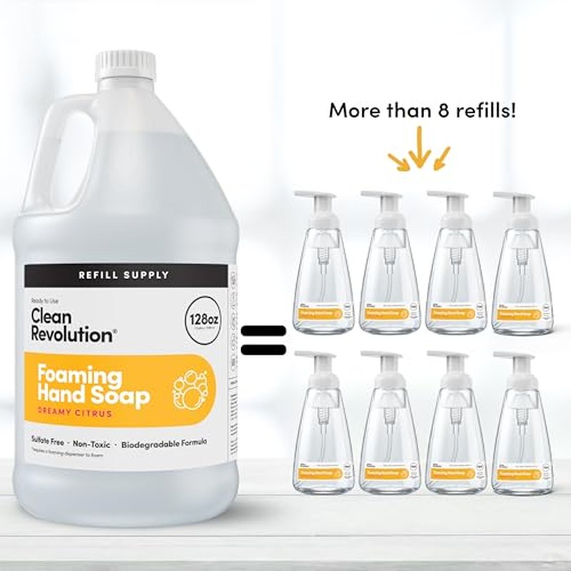 Clean Revolution Foaming Hand Soap Refill Supply Container, Ready to Use Formula, Dreamy Citrus Fragrance, Gluten Free, 128 Fl. Oz