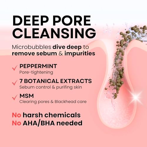 MPC Bubble Pore Cleanser, Korean Face Wash, Gentle Deep Pore Facial Cleanser with Caviar, Blackhead Makeup Remover, Pore Minimizer, Hydrating, Exfoliator, Oily, Dry Skin 10.1 fl oz