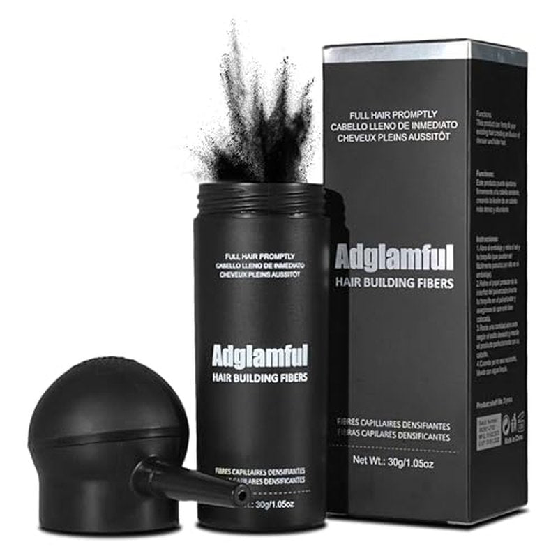 Hair Fibers for Thinning Hair, Hair Building Fibers Spray with Spray Applicator, Undetectable & Long-lasting, Instant Hair Coverage for Men & Women (Black, 30g)