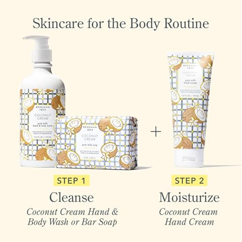 Beekman 1802 Goat Milk Soap & Whipped Body Cream Gift Set - Coconut, Vanilla & Sandalwood Scent | 2 Count