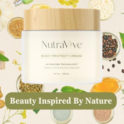 NutraVive Body Protect Cream ? Anti-Aging Crepey Skin Moisturizer, 8.1 Oz ? Tighten, Tone & Nourish Crepey Skin ? Full Body Moisturizing Treatment - Boost Collagen Production & Protect Skin Layers