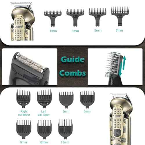 VGR 095 Beard Trimmer for Men, 7 in 1 Waterproof Cordless Hair Clippers and Trimmers Set, Electric Razor Shavers T-Blade Hair Trimmer Grooming Kit for Nose Body Ear Face Mustache, V-103