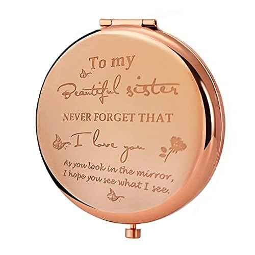 Friend Mirror to My Sisters Frosted Compact Mirror from Sister Brother Friendship Graduation wedding Gifts for Her Best Friend Birthday Gifts,Sentimental Friend Gift Ideas for Sisters Women
