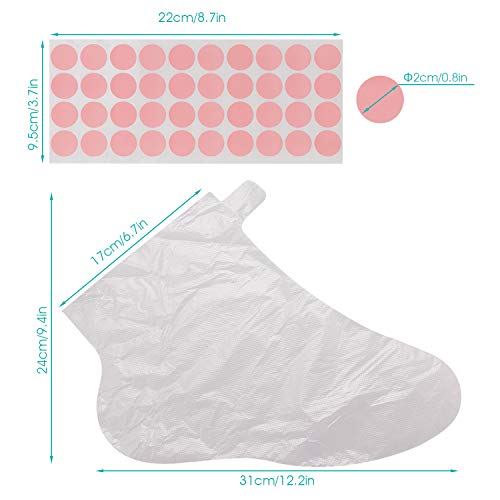 Segbeauty Paraffin Bath Liners for Foot, 200 Counts Plastic Foot Covers, Booties for Feet Thermal Foot Liners, Foot Protectors with 200 Stickers for Snug Closure, Wax thera-py Foot Bags