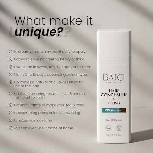 Batc©¥ Hair Concealer & Filling Cream for Bald Spots & Thinning Hair ? Waterproof, Sweat-Proof Scalp Coverage ? Natural Root Touch-Up Cream for Men & Women ? 30ml