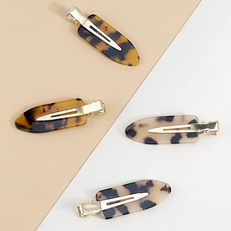 Canitor No Bend Hair Clips - Women's Resin Flat Tortoise Shell Clips for Hairstyling, Makeup, and Salon (4Pcs)